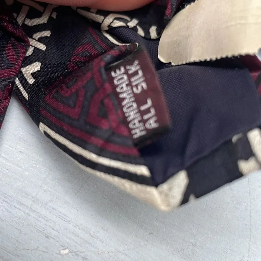 Vintage Paulo Zini Silk Ties For Mens Black Maroon Greecian‎ Geometric Italy
